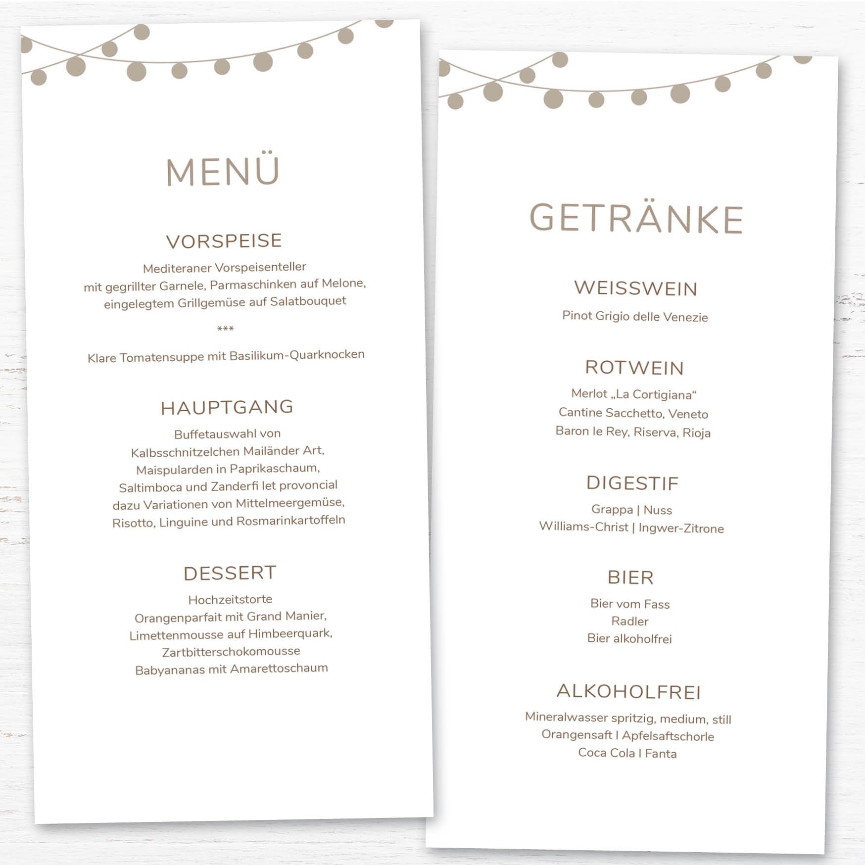 Menükarten: Lampions – genießen mit Stil